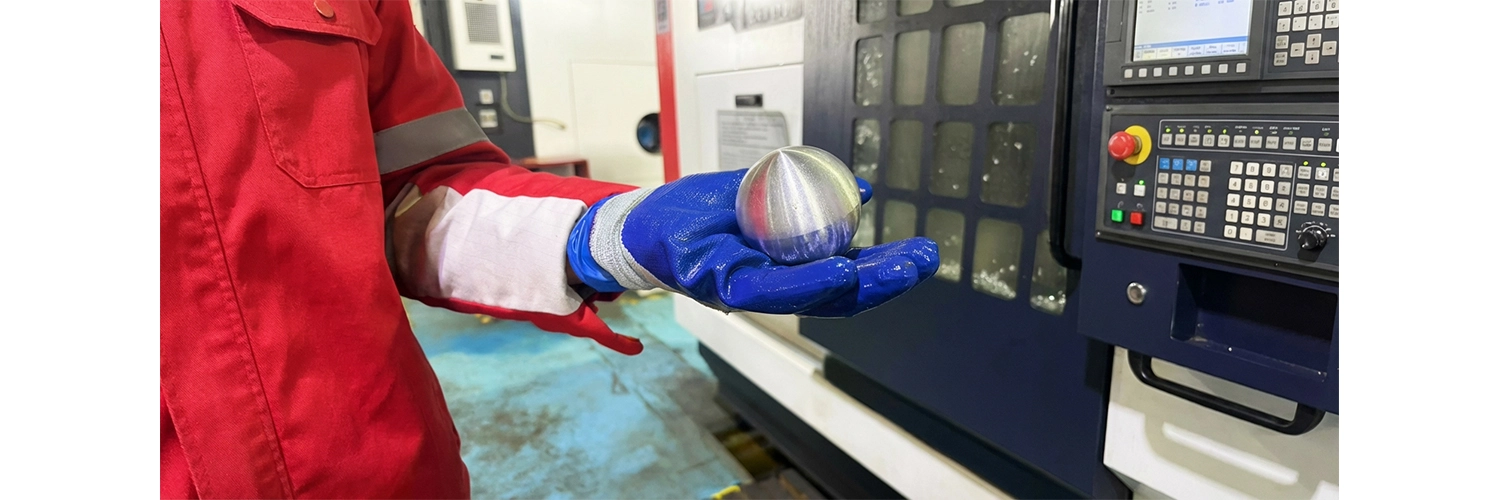 CNC machining a dissolvable frac ball from magnesium alloy bar stock