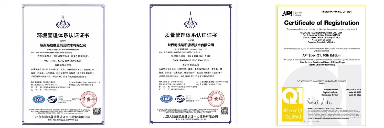 Hagrien Certificates ISO 9001- ISO 14001- ISO 45001 -API